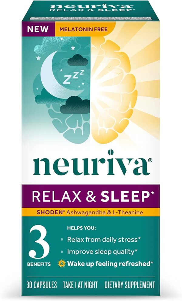 Lot of 2,400:  NEURIVA Melatonin Free Natural Sleep Aid Supplement with L-Theanine to Help You Relax & Ashwagandha to Support Restorative Sleep So You Can Wake Up Feeling Refreshed, 30ct Capsules, Neuriva Sleep Aid
