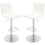 Lot of 800 Brage Living Black Tufted PU Leather Adjustable Height Barstool with Chrome Base and Footrest - White