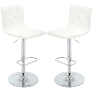 Lot of 800 Brage Living Black Tufted PU Leather Adjustable Height Barstool with Chrome Base and Footrest - White
