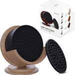 Bulk Lot of  380 sets of - Esatto Esatto Bar Products Smooth Wooden Coaster Sets with Holder on Pedestal (Blonde), Holds Any Coasters of 4.25 Inches in Diameter, 8 Rubber Coasters for Drinks Plus 4 Pourers Included |
